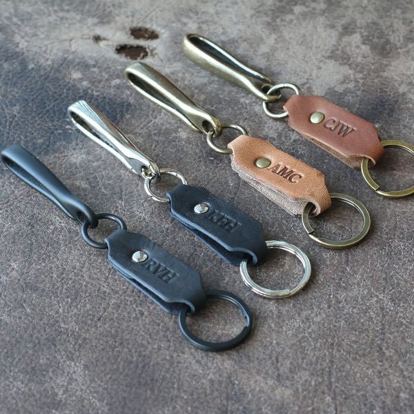 The Big Bass Personalized Fine Leather Keychain Fish Hook Key Ring Holder - Holtz Leather