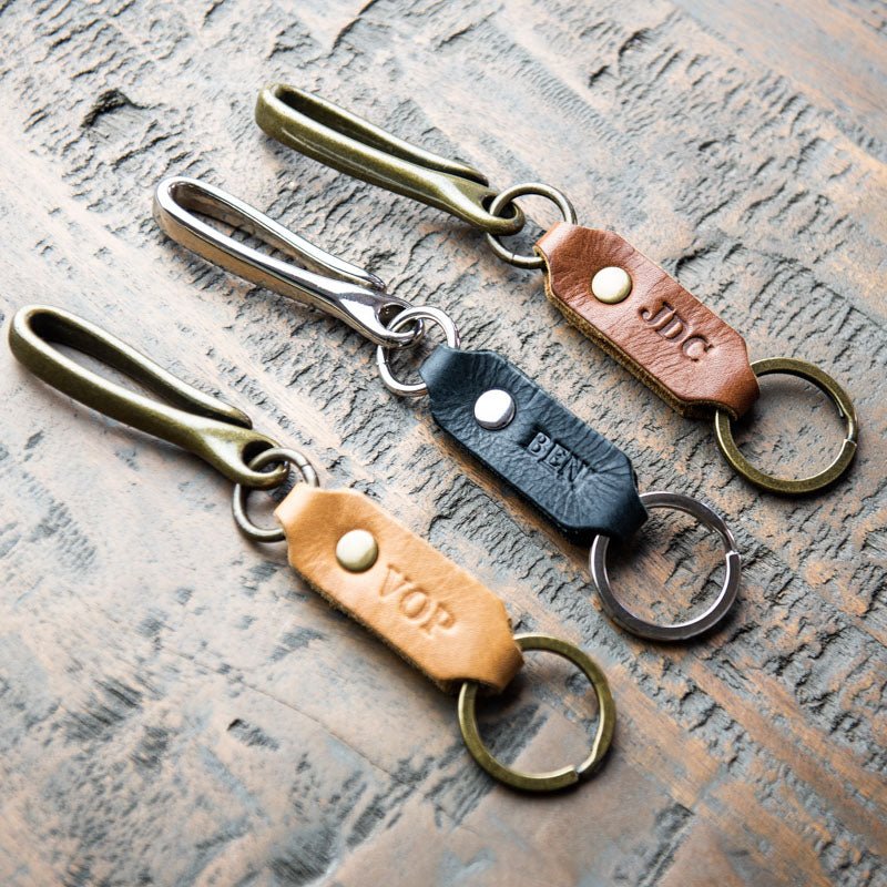 The Big Bass Personalized Fine Leather Keychain Fish Hook Key Ring Holder - Holtz Leather
