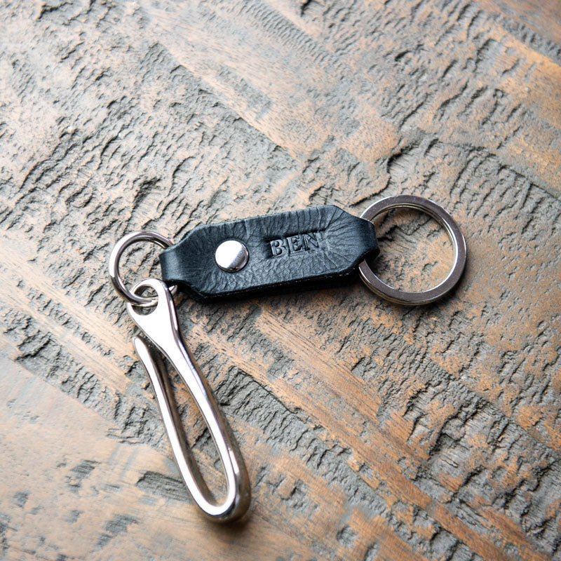 The Big Bass Personalized Fine Leather Keychain Fish Hook Key Ring Holder - Holtz Leather