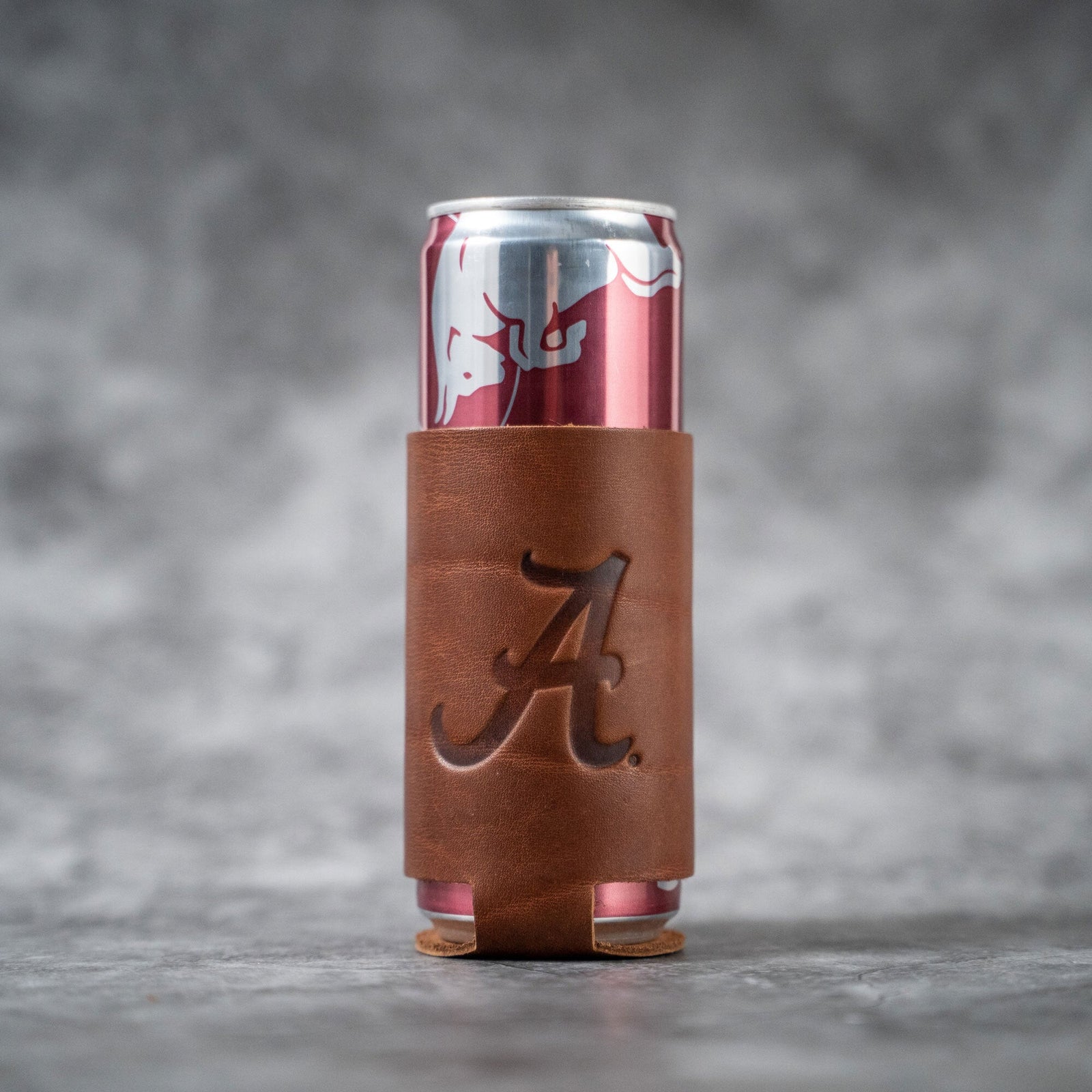 The Blitz Collegiate Can Coozie Alabama & Auburn - Full - Grain Leather - Holtz Leather