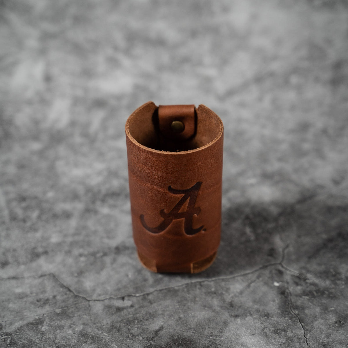 The Blitz Collegiate Can Coozie Alabama & Auburn - Full - Grain Leather - Holtz Leather