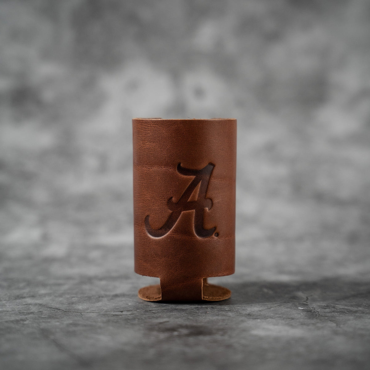 The Blitz Collegiate Can Coozie Alabama & Auburn - Full - Grain Leather - Holtz Leather