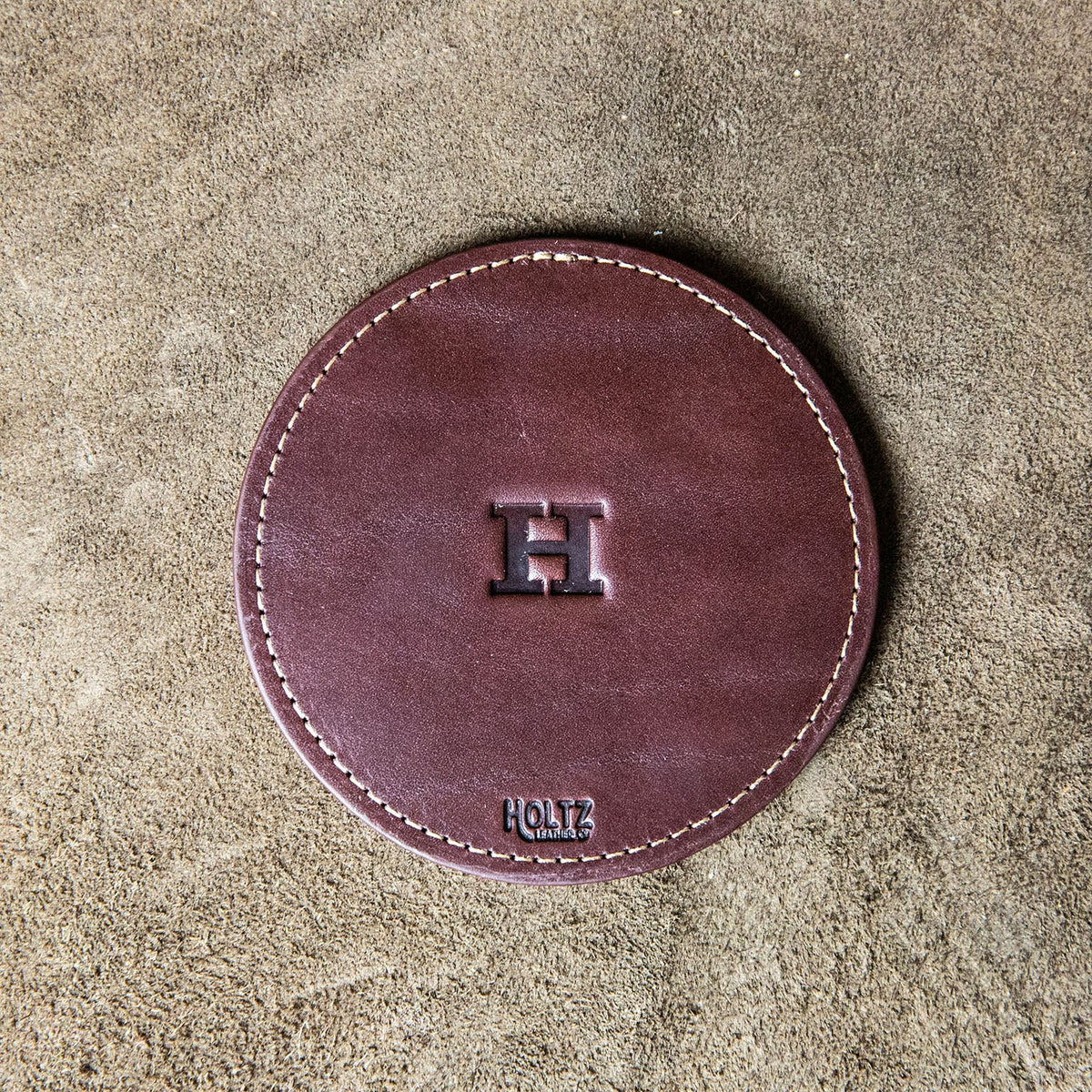 The Farm House Circle Personalized Fine Leather Coaster Set of 4 Coasters - Holtz Leather
