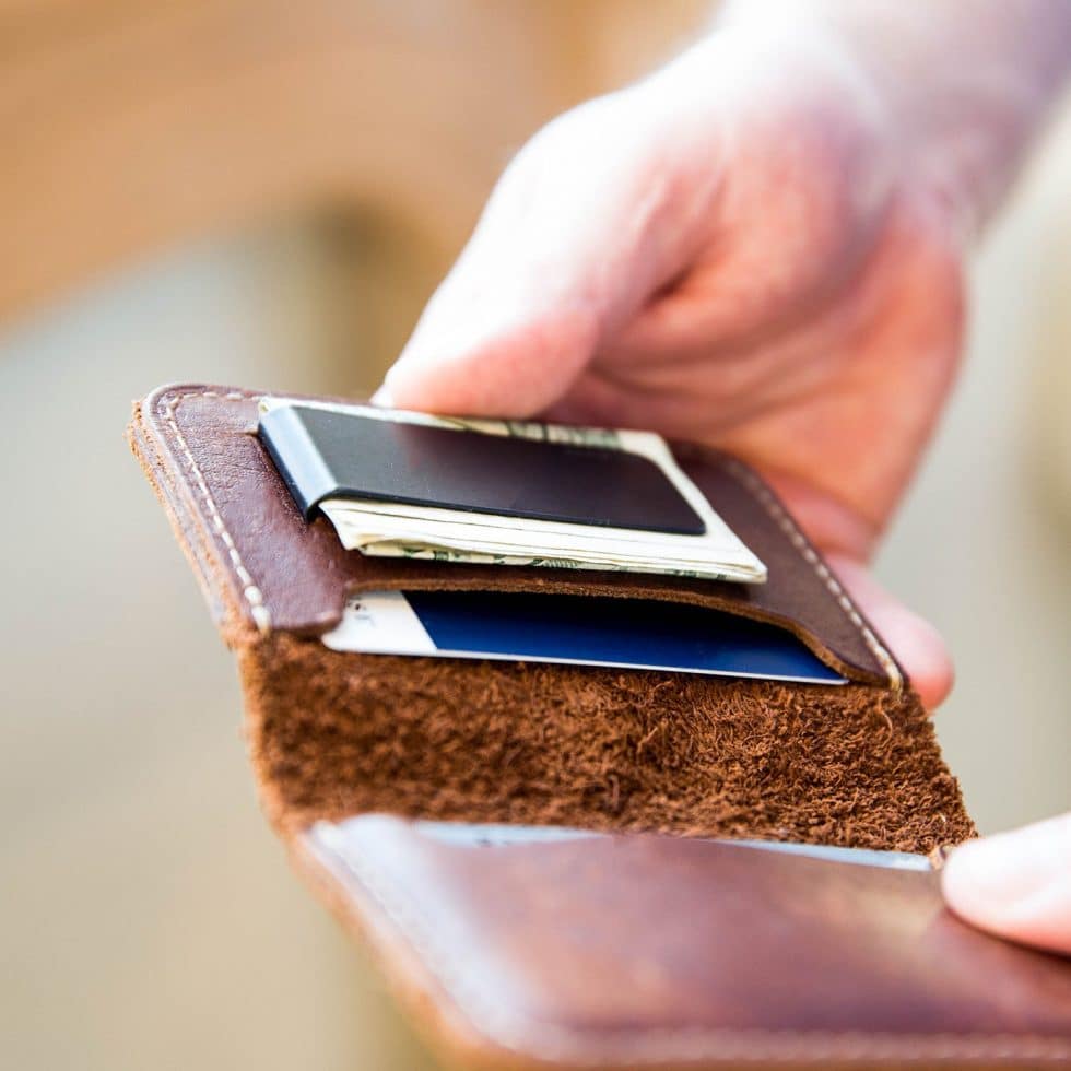 The Gates Personalized Leather Bifold Money Clip Front Pocket Wallet - Holtz Leather