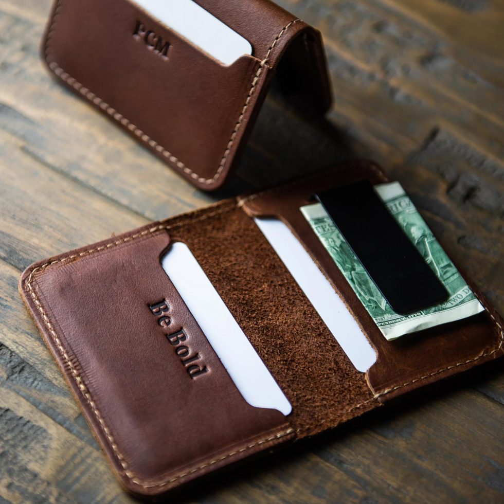 The Gates Personalized Leather Bifold Money Clip Front Pocket Wallet - Holtz Leather