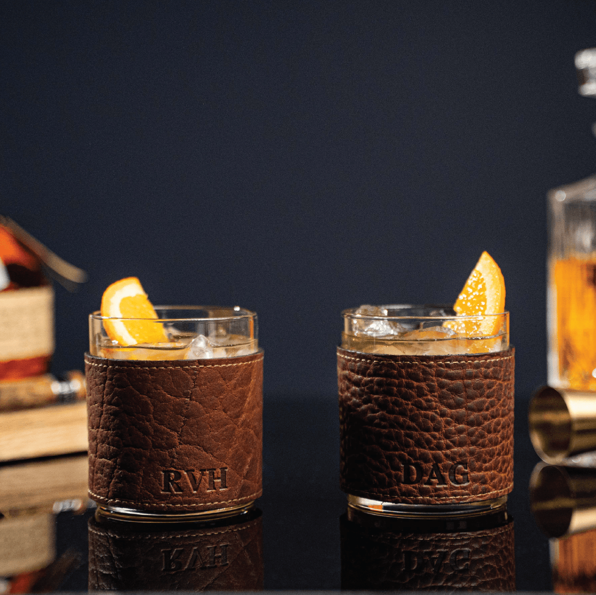 The Gentleman ~ Groomsmen Whiskey Glass Gift Set for Wedding Party Groomsmen Gifts - Holtz Leather