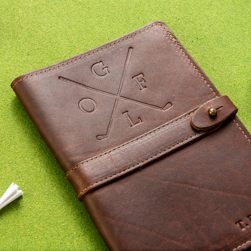 The Golf Inventor Personalized Fine Leather A5 Moleskine Journal Diary with Golf Logo - Holtz Leather