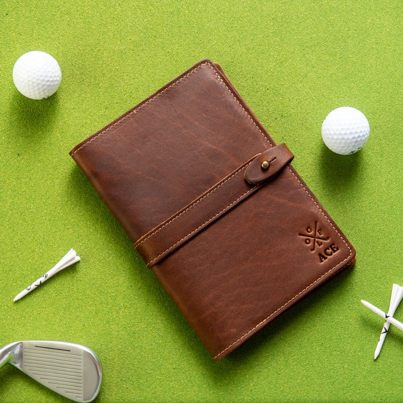 The Golf Inventor Personalized Fine Leather A5 Moleskine Journal Diary with Golf Logo - Holtz Leather