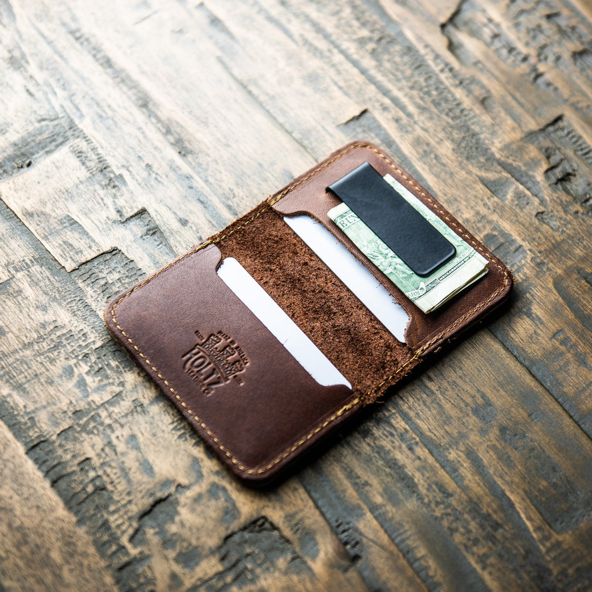 The Great Bambino ~ Vintage BASEBALL GLOVE Front Pocket Wallet - Holtz Leather