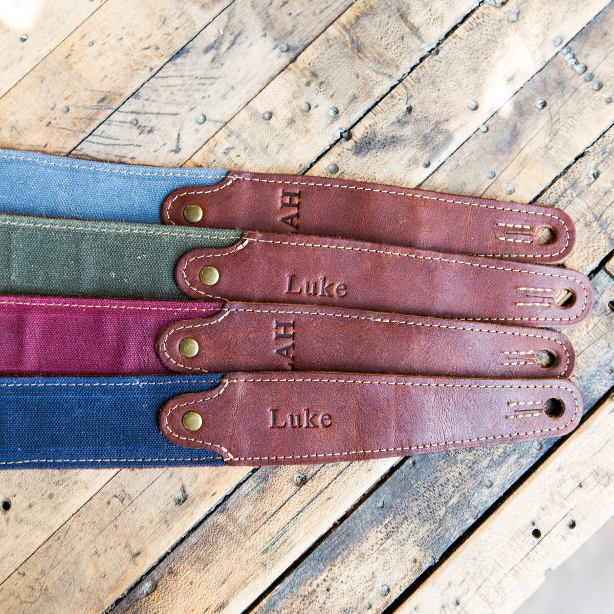 The Hill Fine Leather and Canvas Personalized Guitar Strap - Holtz Leather