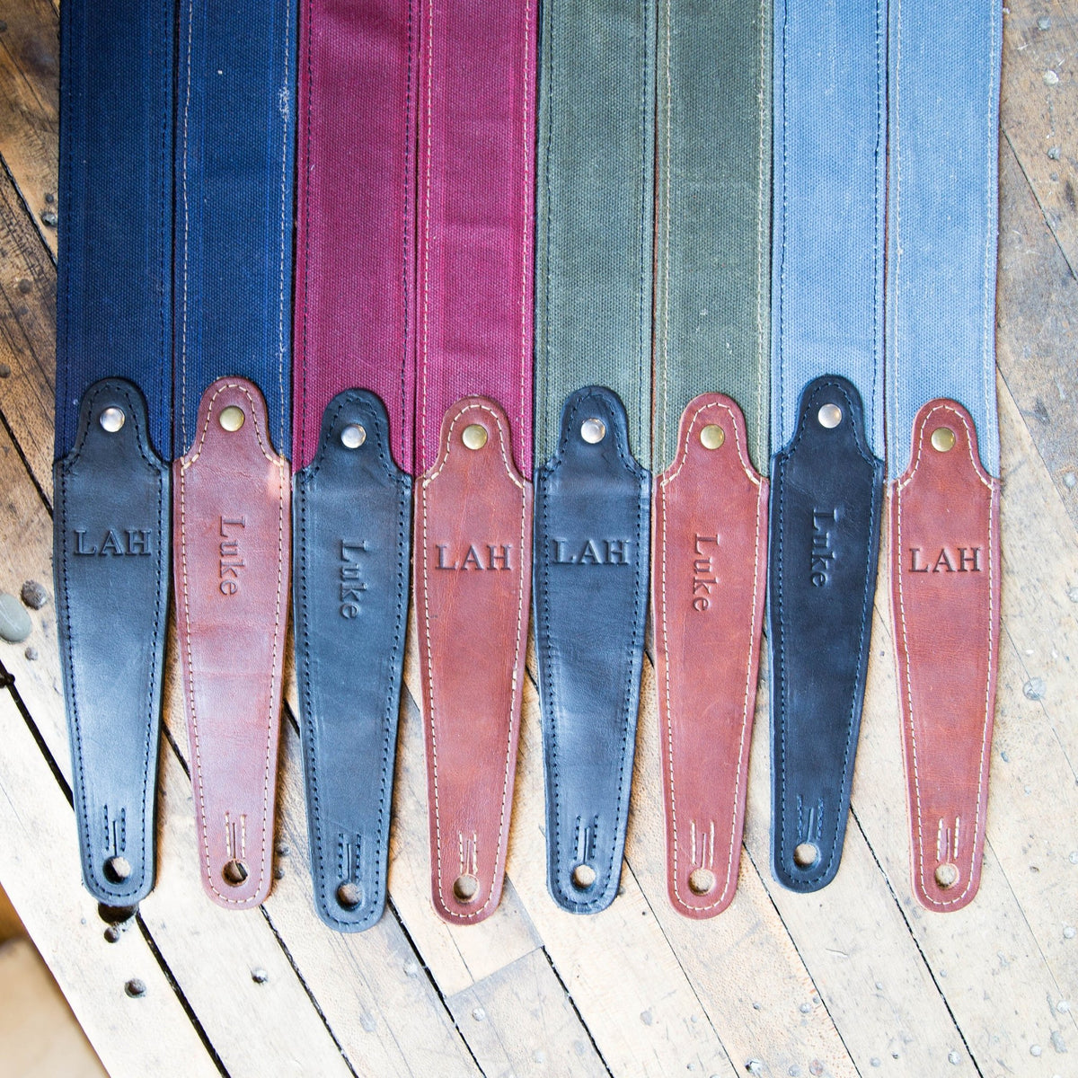 The Hill Fine Leather and Canvas Personalized Guitar Strap - Holtz Leather