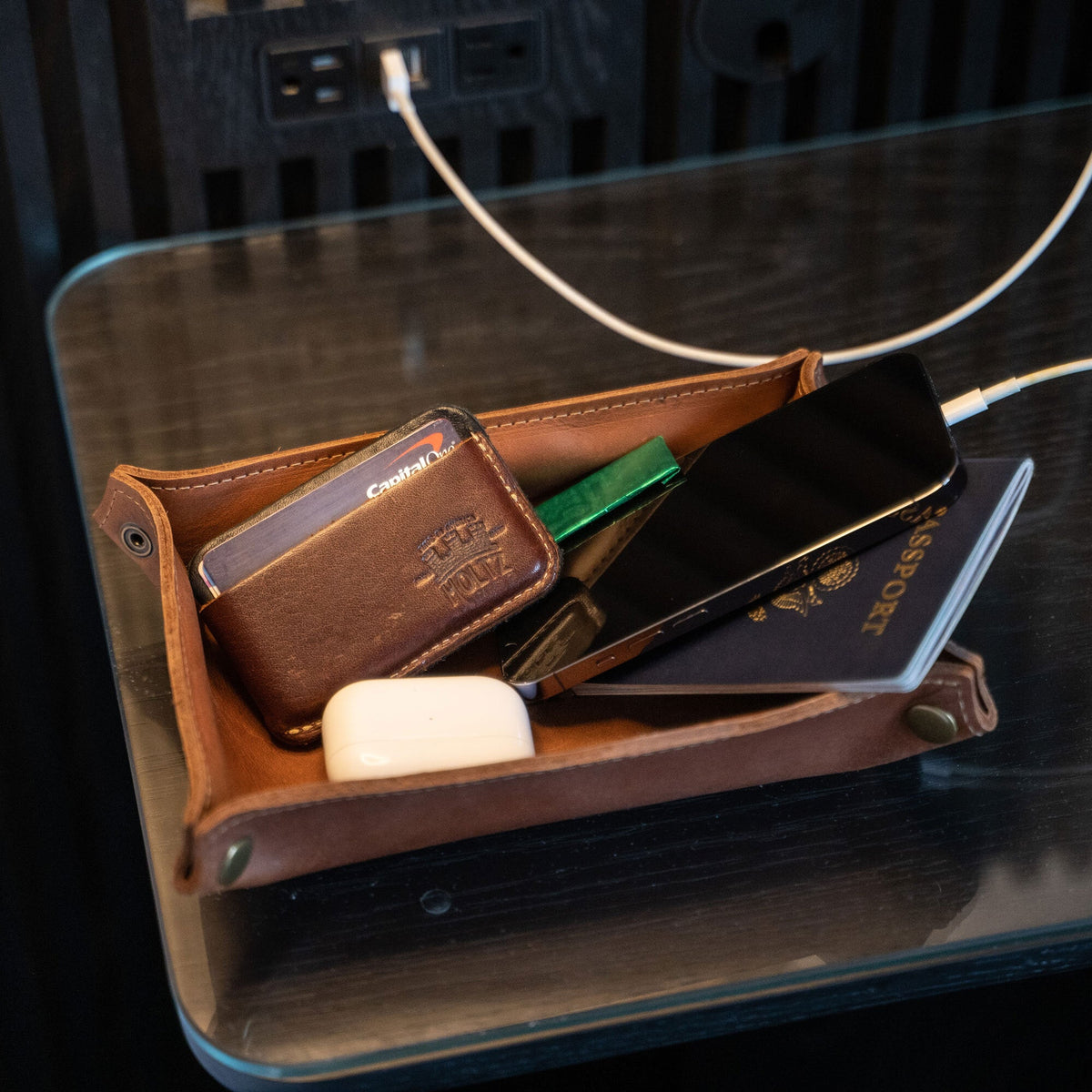 The Jetsetter - Personalized Full - Grain Leather Travel Caddy - Holtz Leather