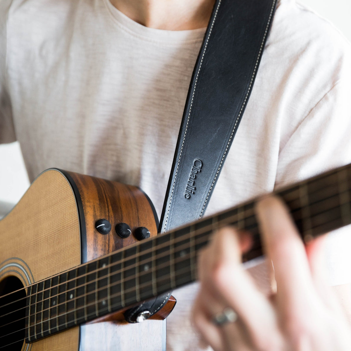 The Legend ~ Personalized Fine Leather Guitar Strap - Holtz Leather