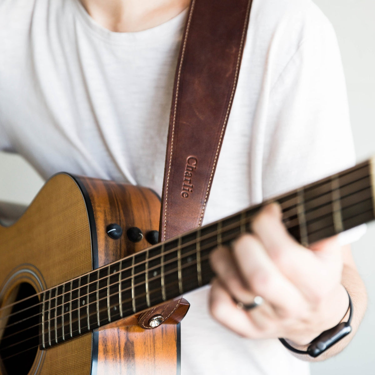 The Legend ~ Personalized Fine Leather Guitar Strap - Holtz Leather