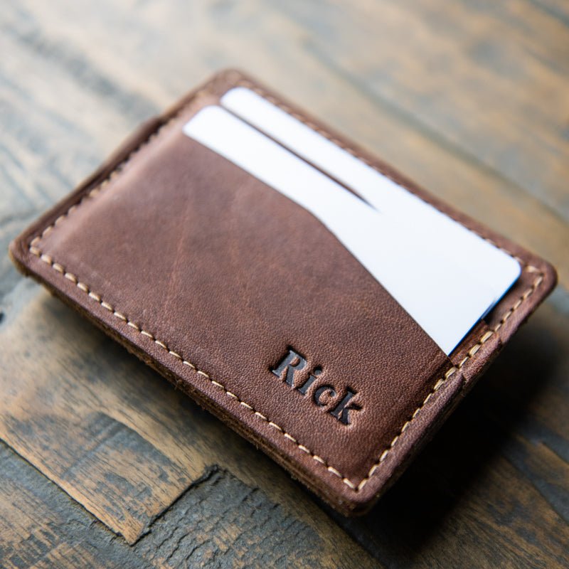 The Levi Fine Leather Horizontal Magnetic Money Clip Wallet - Holtz Leather