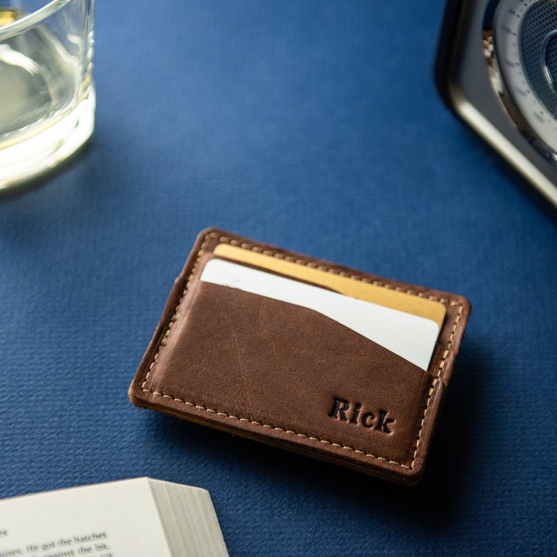 The Levi Fine Leather Horizontal Magnetic Money Clip Wallet - Holtz Leather