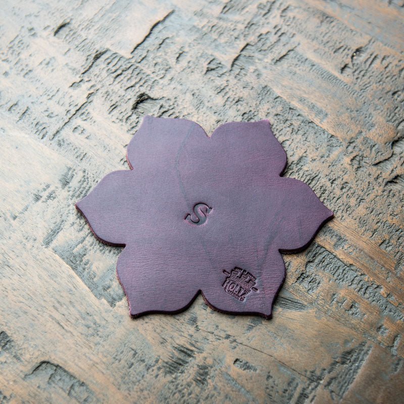The Magnolia Flower Personalized Fine Leather Coaster Set of 4 Coasters - Holtz Leather