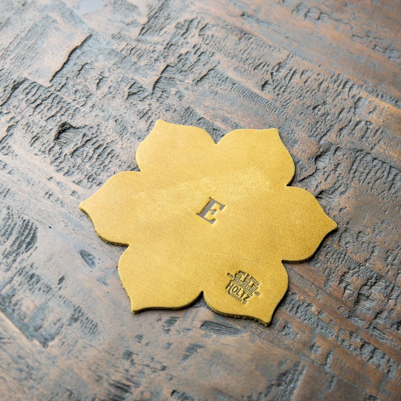 The Magnolia Flower Personalized Fine Leather Coaster Set of 4 Coasters - Holtz Leather