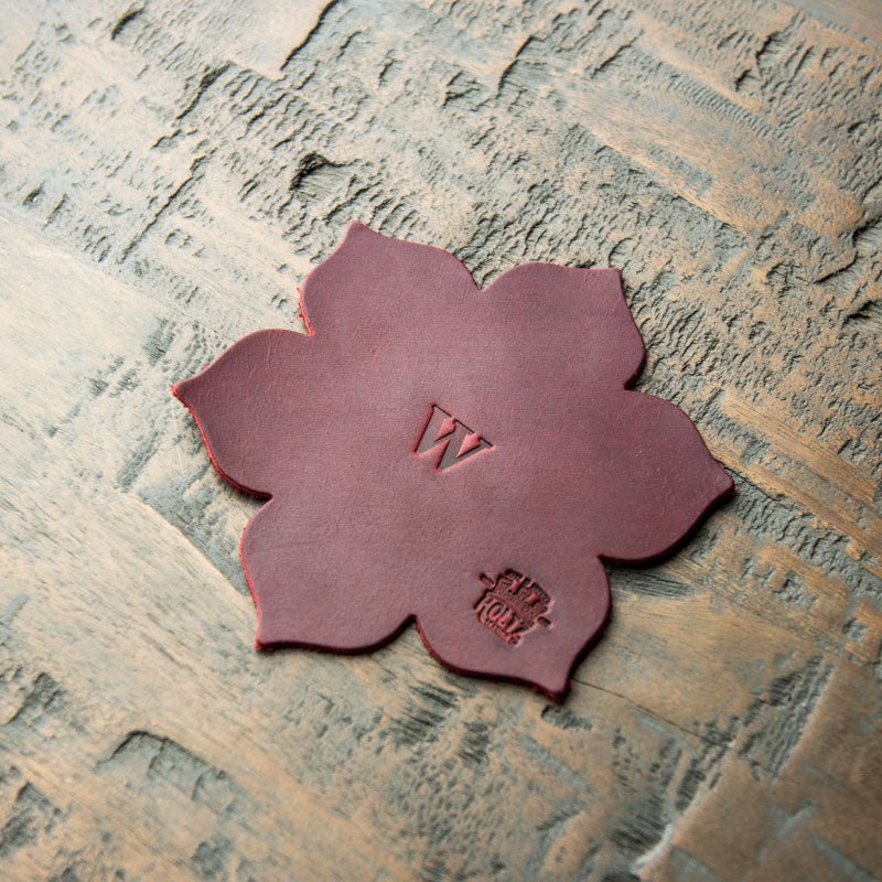 The Magnolia Flower Personalized Fine Leather Coaster Set of 4 Coasters - Holtz Leather