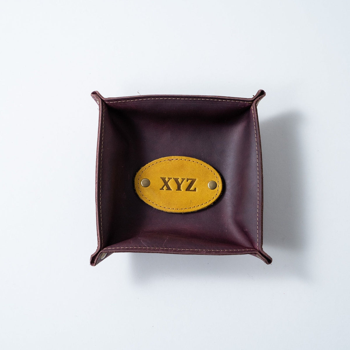 The Monticello Fine Leather Personalized Desk Valet Caddy Tray for Dresser or Office Gift - Holtz Leather