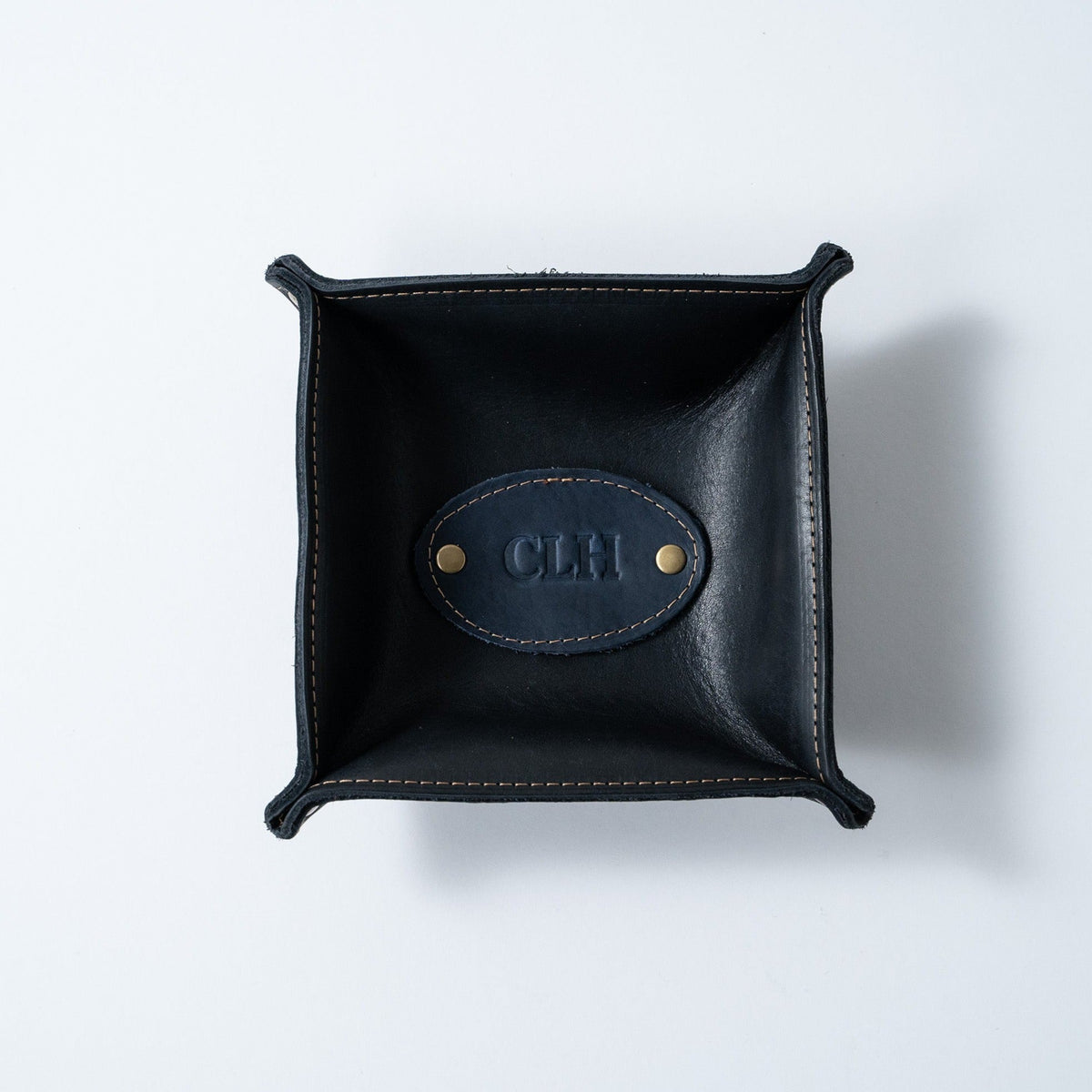 The Monticello Fine Leather Personalized Desk Valet Caddy Tray for Dresser or Office Gift - Holtz Leather