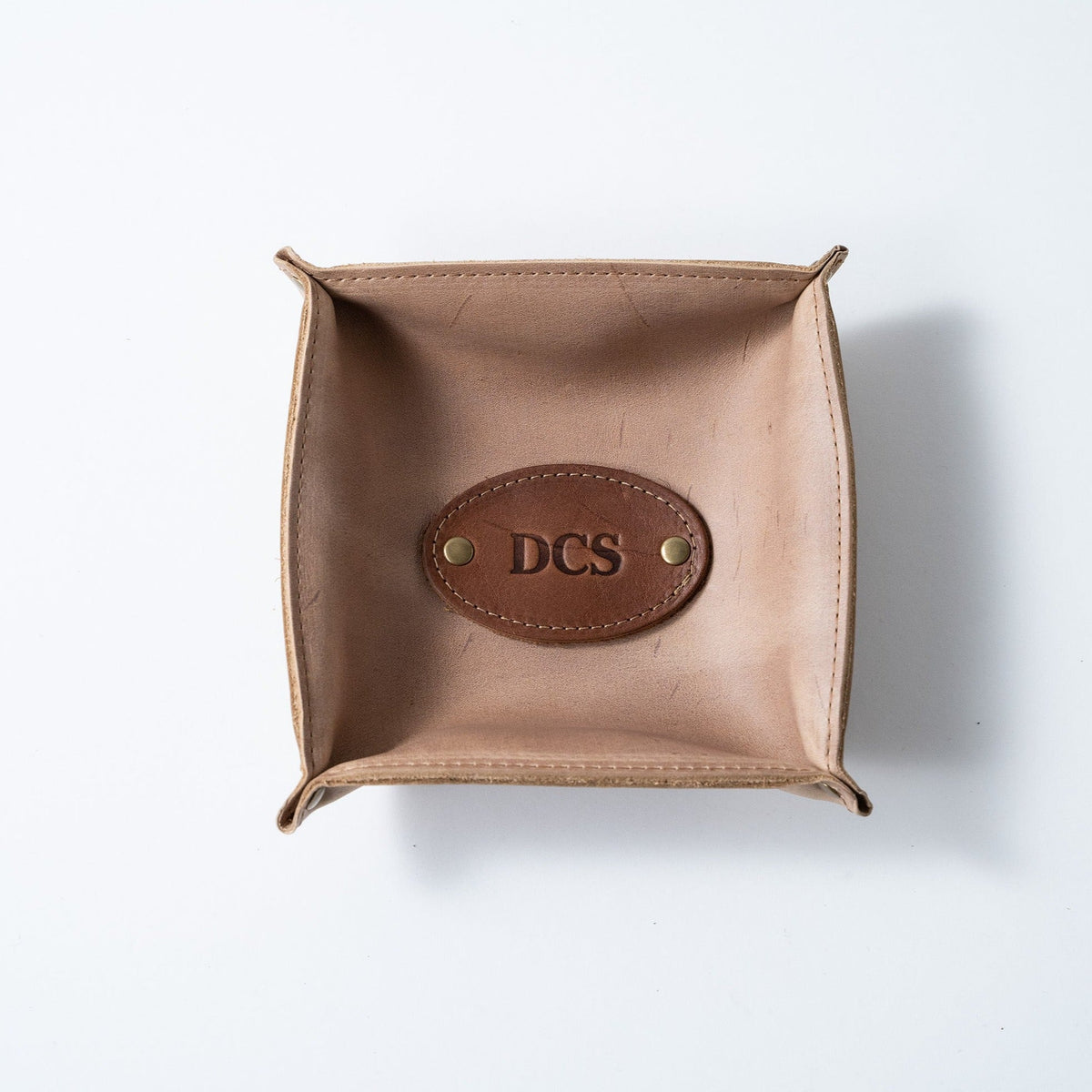 The Monticello Fine Leather Personalized Desk Valet Caddy Tray for Dresser or Office Gift - Holtz Leather