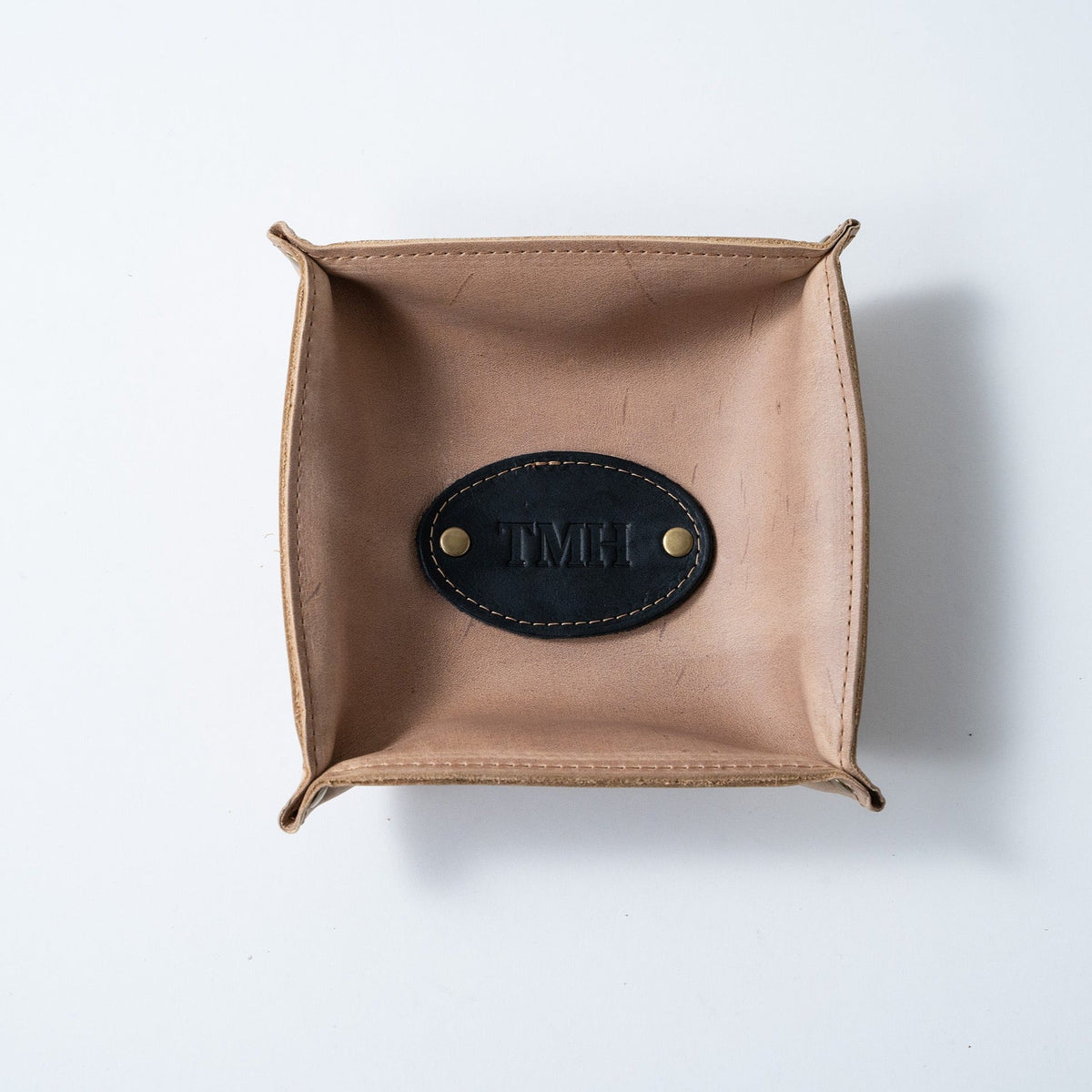 The Monticello Fine Leather Personalized Desk Valet Caddy Tray for Dresser or Office Gift - Holtz Leather