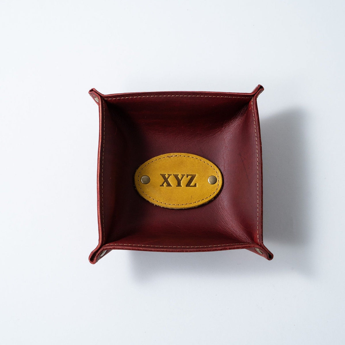 The Monticello Fine Leather Personalized Desk Valet Caddy Tray for Dresser or Office Gift - Holtz Leather