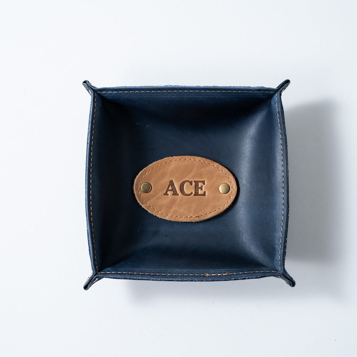 The Monticello Fine Leather Personalized Desk Valet Caddy Tray for Dresser or Office Gift - Holtz Leather