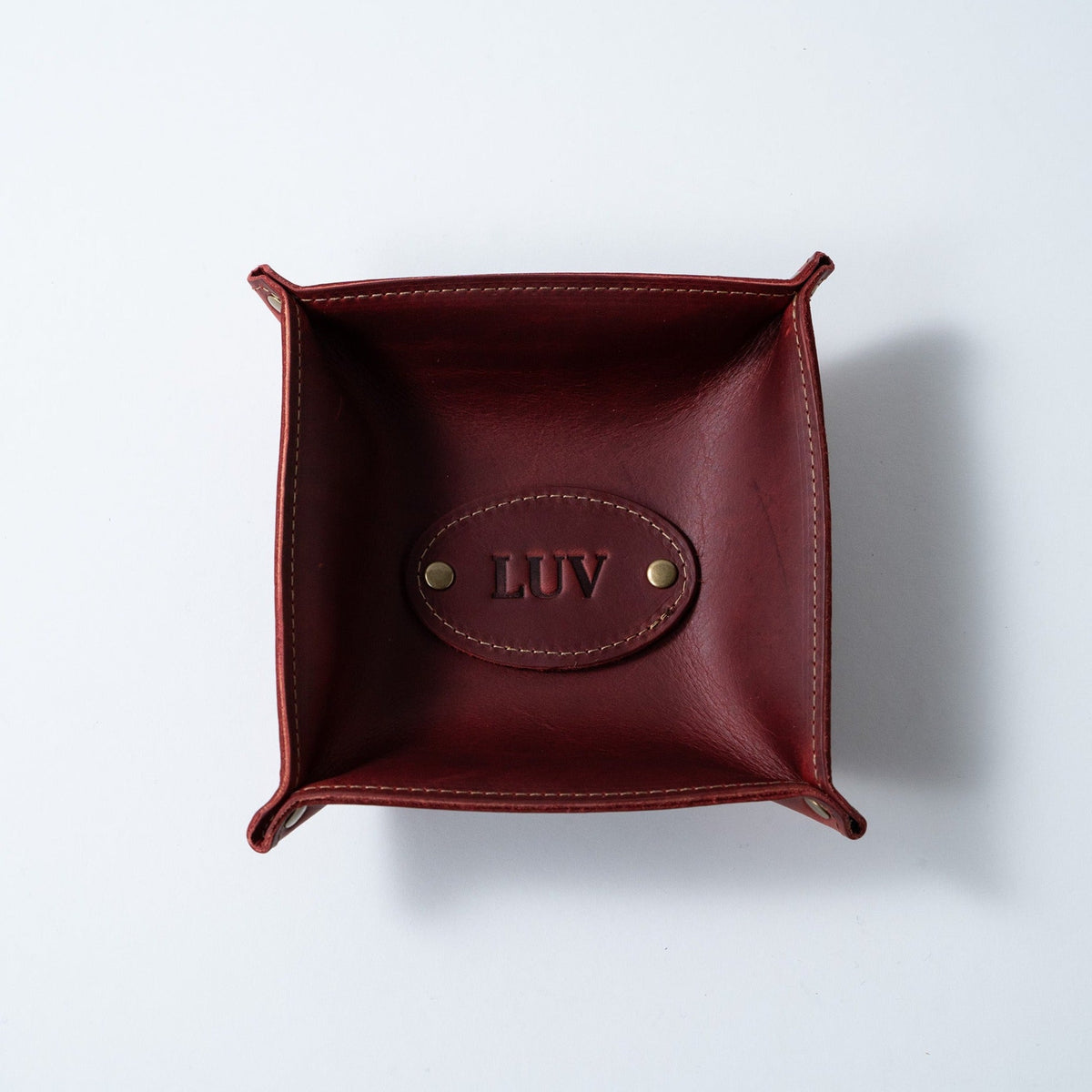 The Monticello Fine Leather Personalized Desk Valet Caddy Tray for Dresser or Office Gift - Holtz Leather