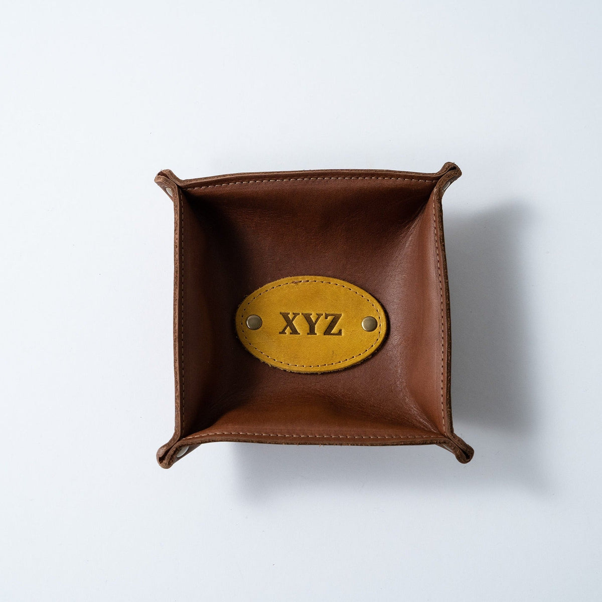 The Monticello Fine Leather Personalized Desk Valet Caddy Tray for Dresser or Office Gift - Holtz Leather