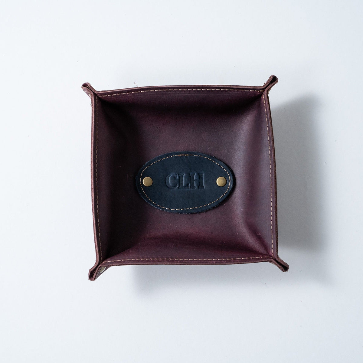 The Monticello Fine Leather Personalized Desk Valet Caddy Tray for Dresser or Office Gift - Holtz Leather