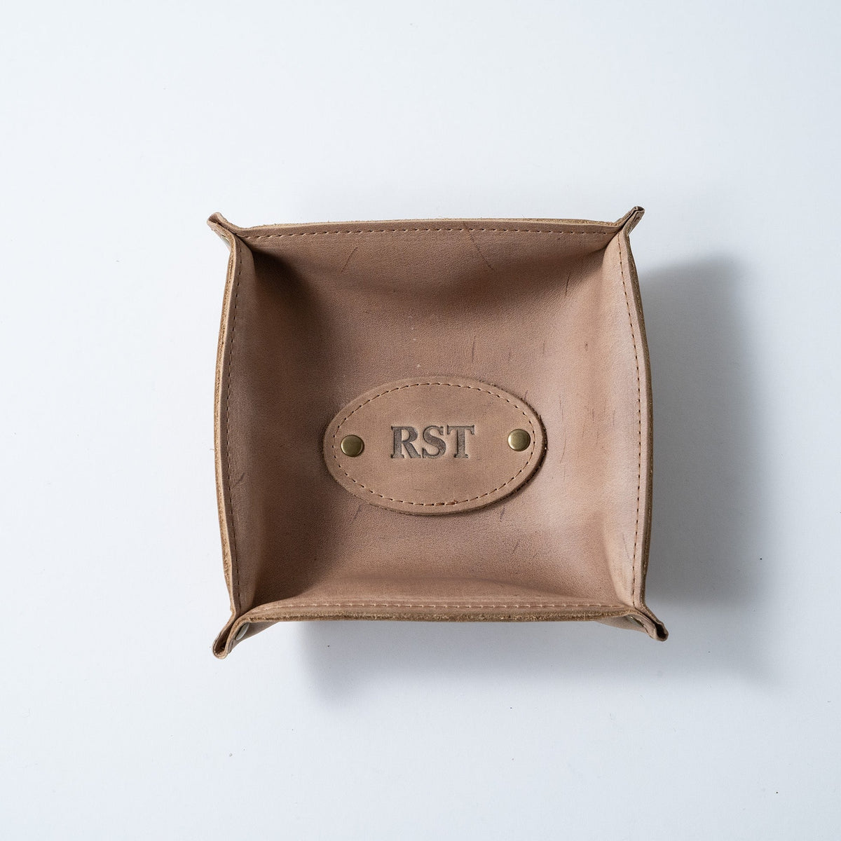 The Monticello Fine Leather Personalized Desk Valet Caddy Tray for Dresser or Office Gift - Holtz Leather