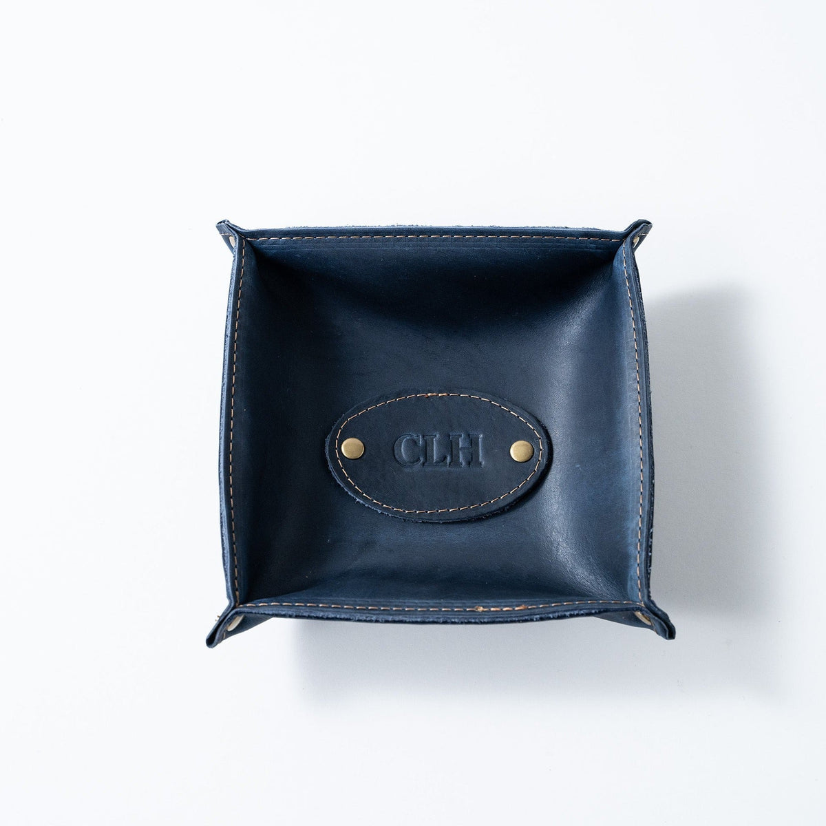 The Monticello Fine Leather Personalized Desk Valet Caddy Tray for Dresser or Office Gift - Holtz Leather