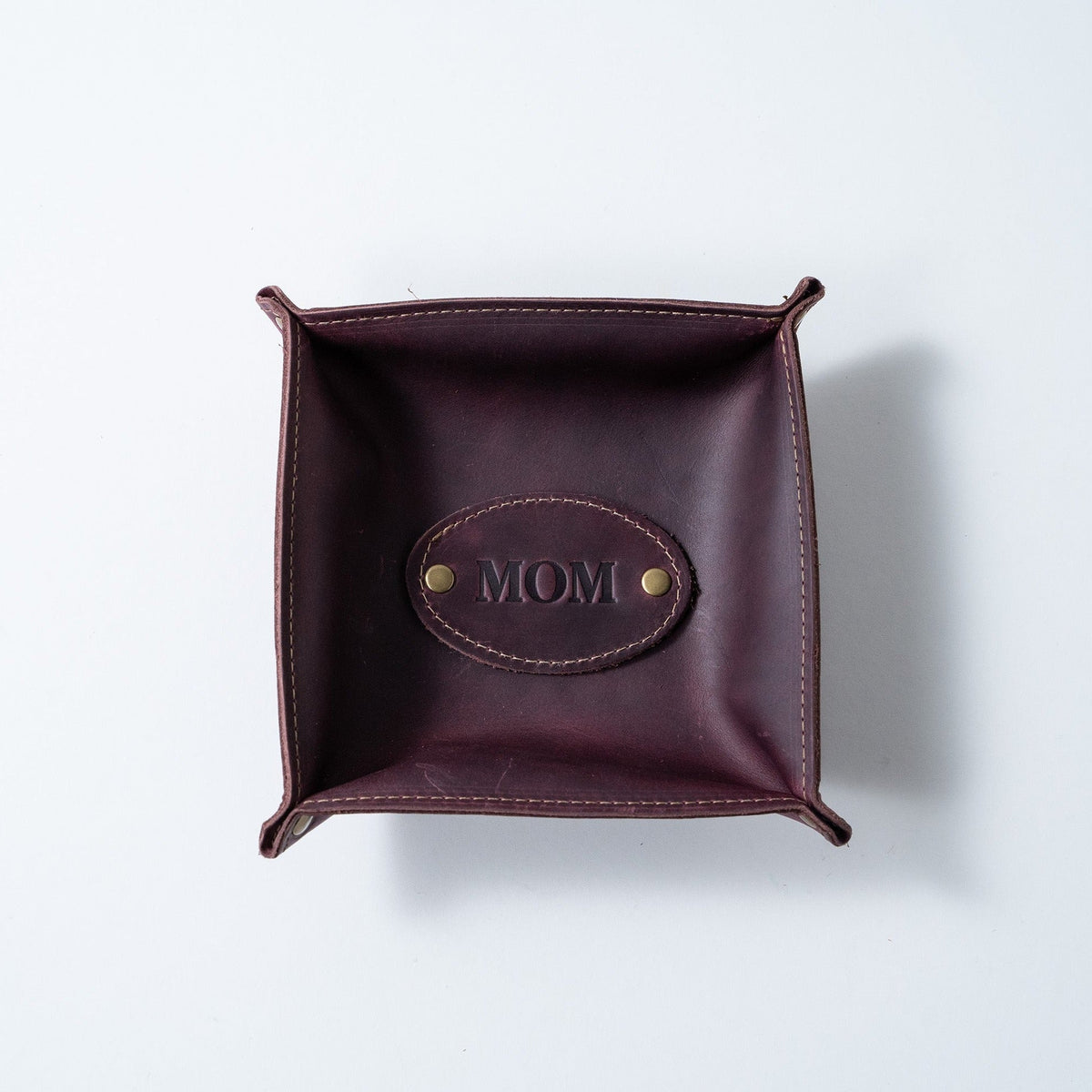 The Monticello Fine Leather Personalized Desk Valet Caddy Tray for Dresser or Office Gift - Holtz Leather