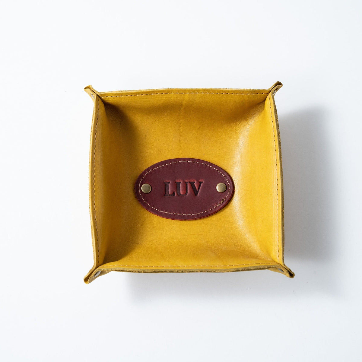 The Monticello Fine Leather Personalized Desk Valet Caddy Tray for Dresser or Office Gift - Holtz Leather