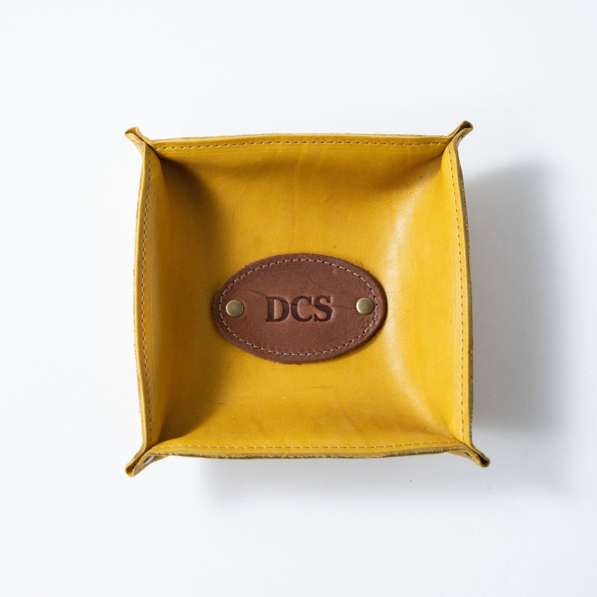 The Monticello Fine Leather Personalized Desk Valet Caddy Tray for Dresser or Office Gift - Holtz Leather