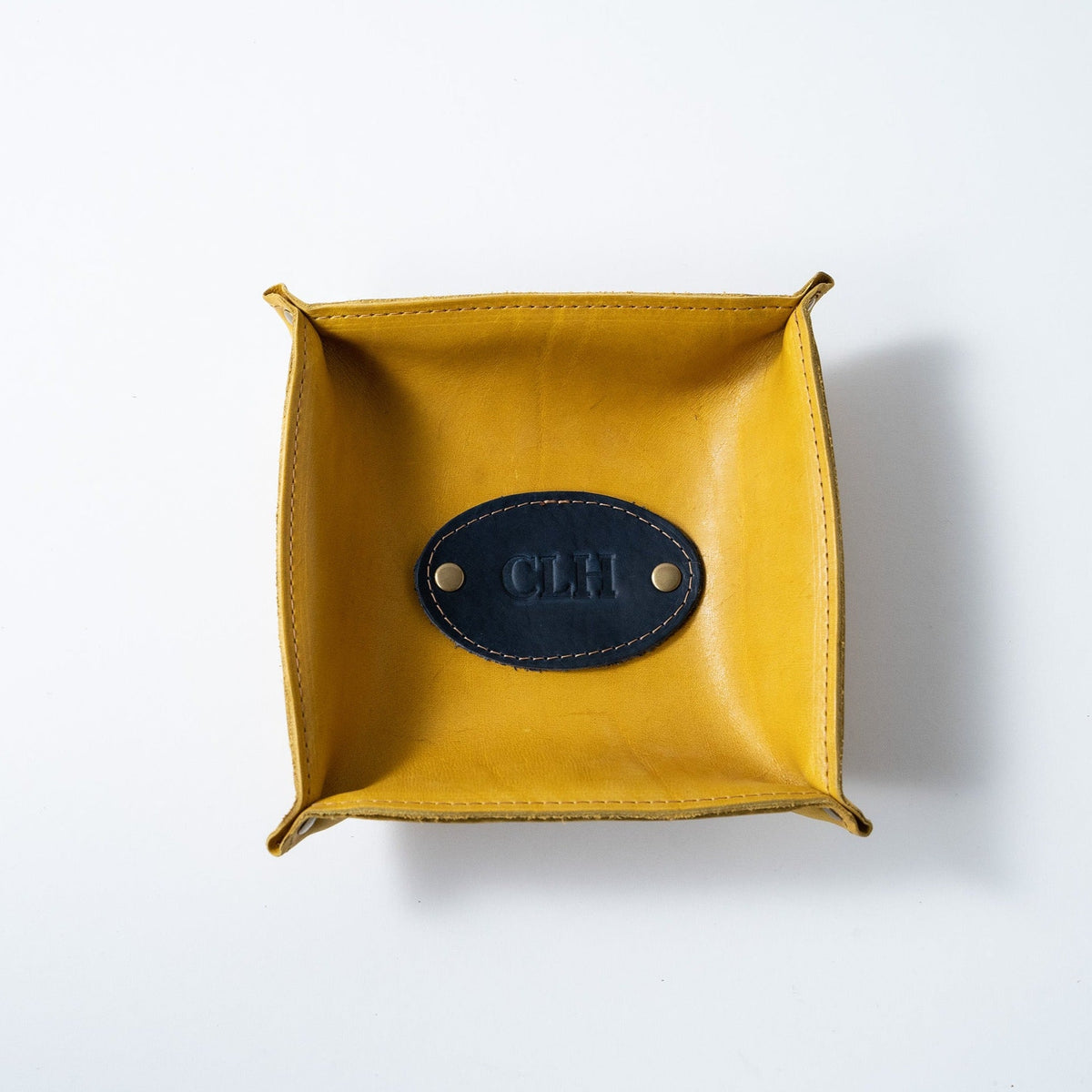 The Monticello Fine Leather Personalized Desk Valet Caddy Tray for Dresser or Office Gift - Holtz Leather