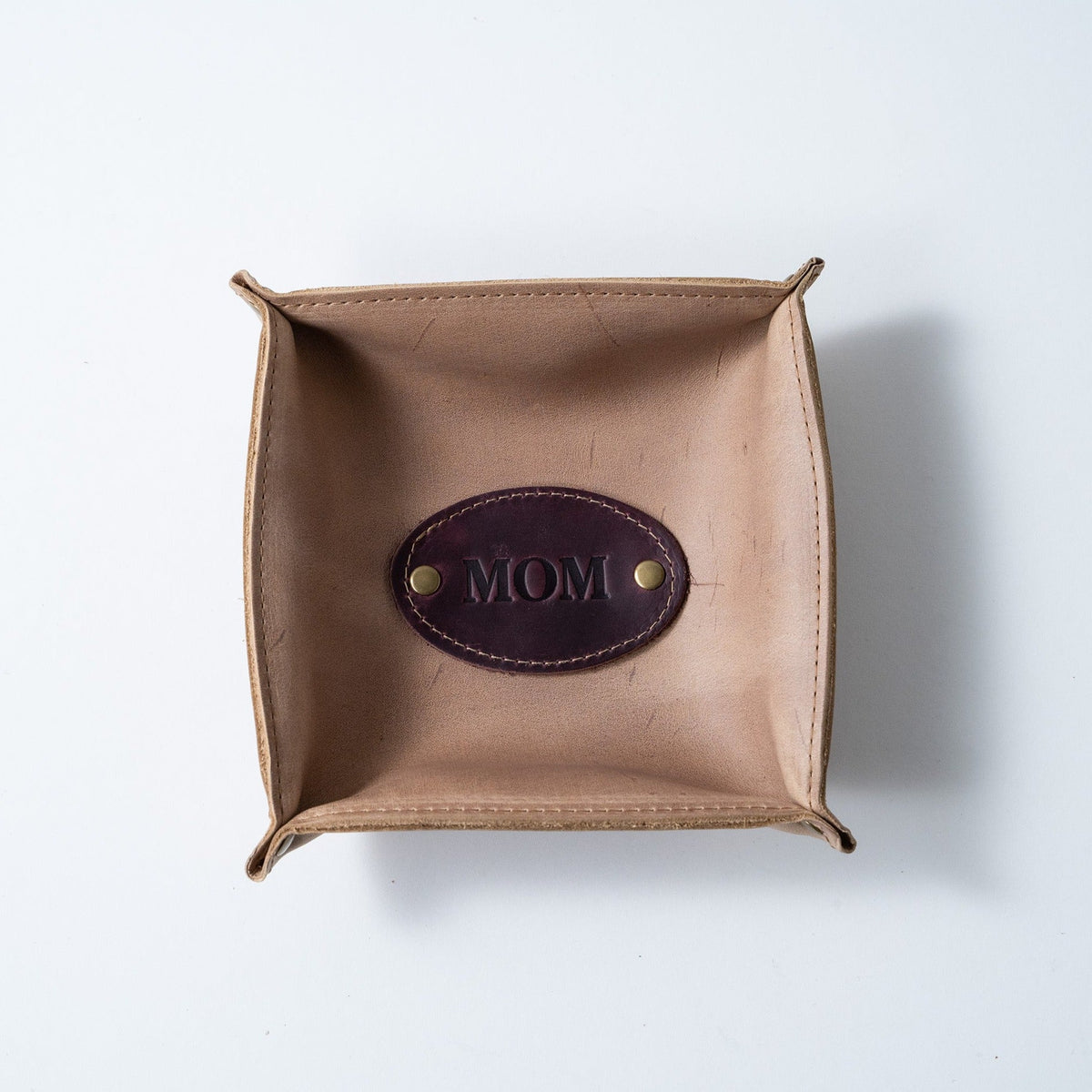 The Monticello Fine Leather Personalized Desk Valet Caddy Tray for Dresser or Office Gift - Holtz Leather