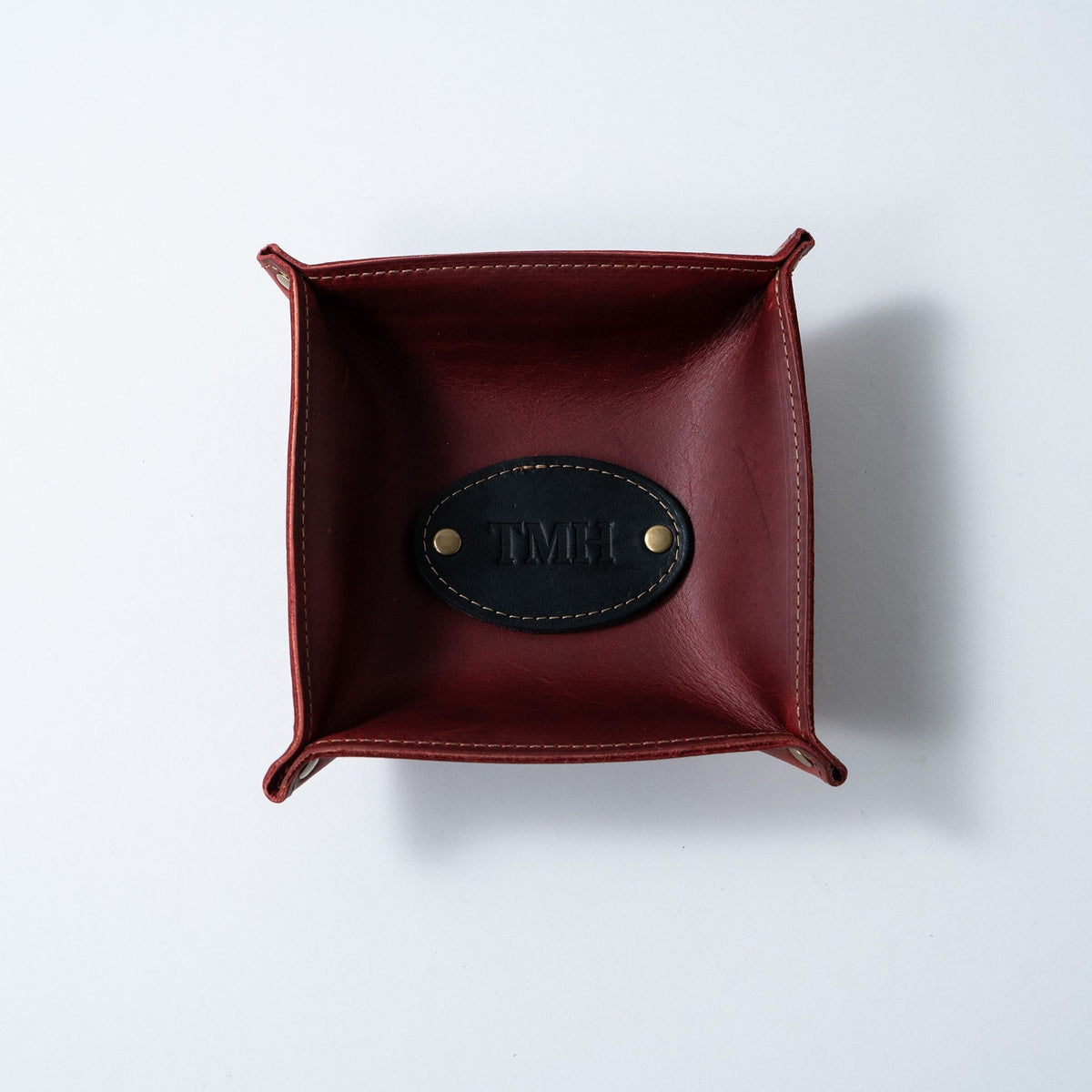 The Monticello Fine Leather Personalized Desk Valet Caddy Tray for Dresser or Office Gift - Holtz Leather