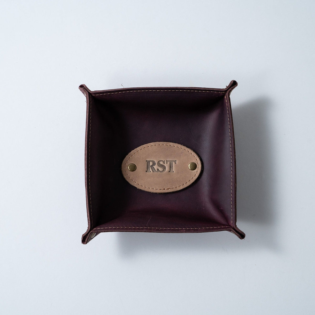 The Monticello Fine Leather Personalized Desk Valet Caddy Tray for Dresser or Office Gift - Holtz Leather