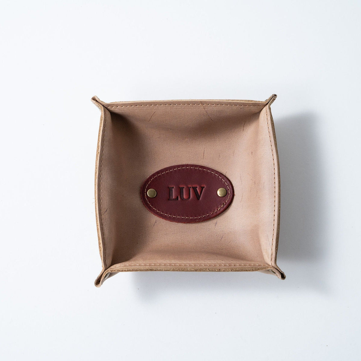 The Monticello Fine Leather Personalized Desk Valet Caddy Tray for Dresser or Office Gift - Holtz Leather