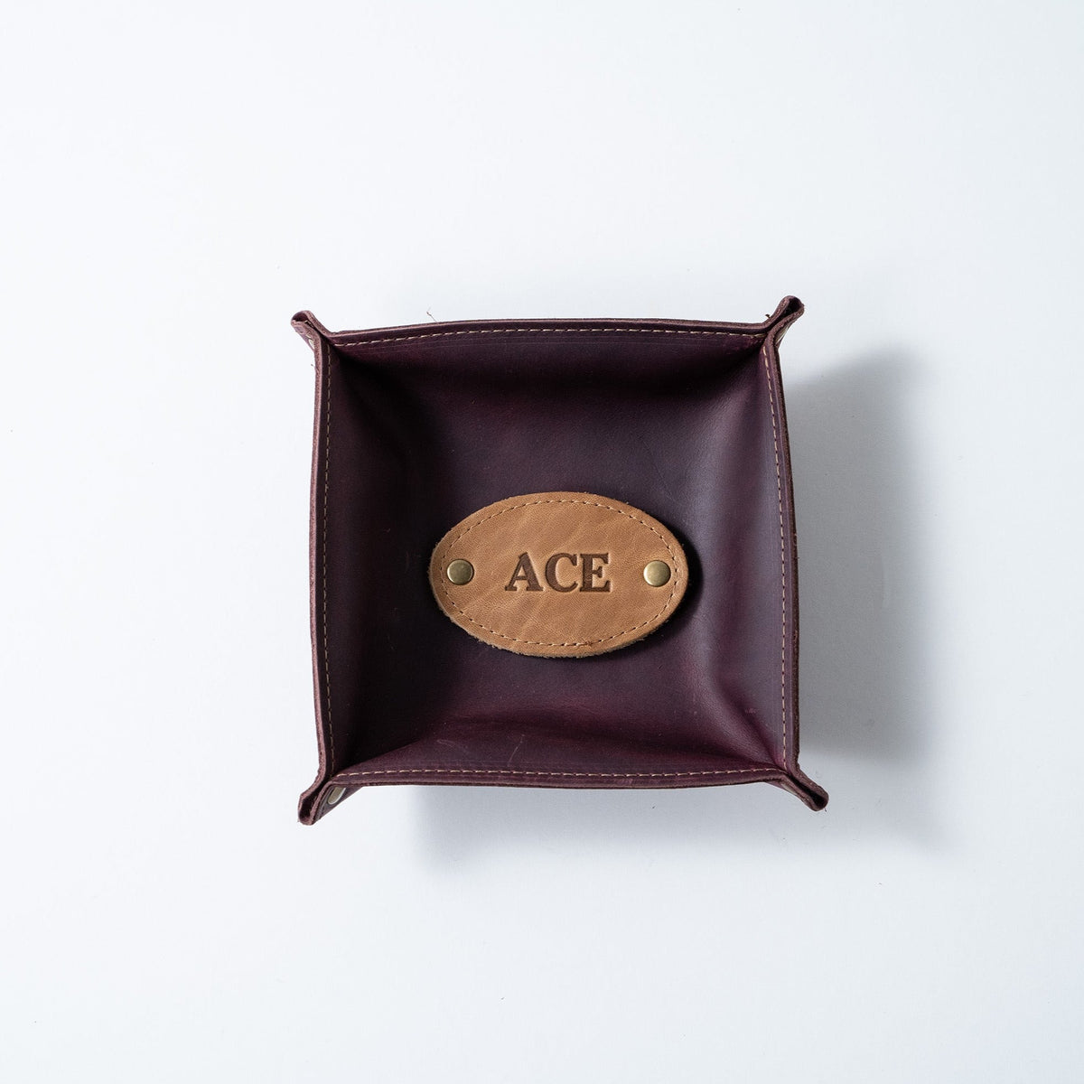 The Monticello Fine Leather Personalized Desk Valet Caddy Tray for Dresser or Office Gift - Holtz Leather