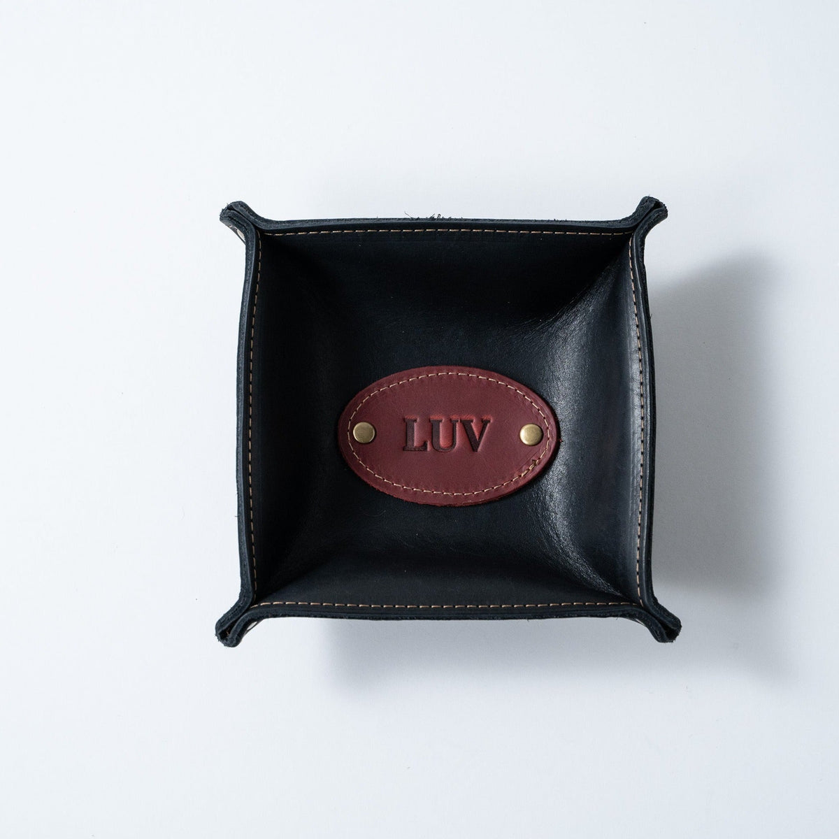 The Monticello Fine Leather Personalized Desk Valet Caddy Tray for Dresser or Office Gift - Holtz Leather