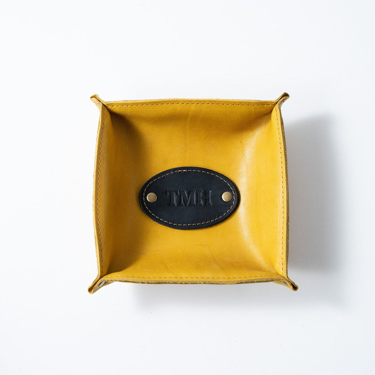 The Monticello Fine Leather Personalized Desk Valet Caddy Tray for Dresser or Office Gift - Holtz Leather