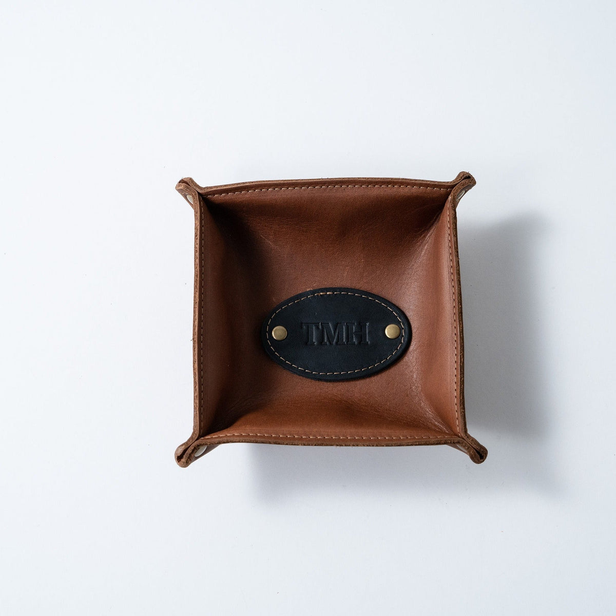 The Monticello Fine Leather Personalized Desk Valet Caddy Tray for Dresser or Office Gift - Holtz Leather
