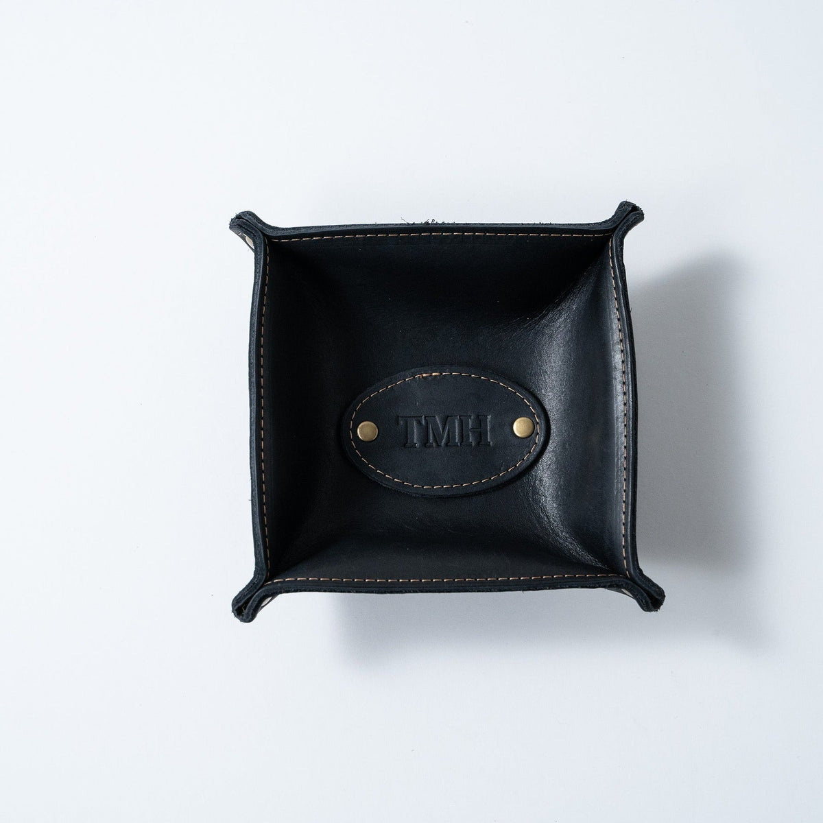 The Monticello Fine Leather Personalized Desk Valet Caddy Tray for Dresser or Office Gift - Holtz Leather