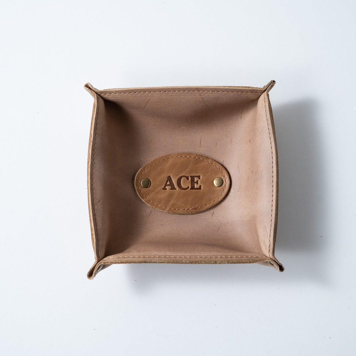 The Monticello Fine Leather Personalized Desk Valet Caddy Tray for Dresser or Office Gift - Holtz Leather