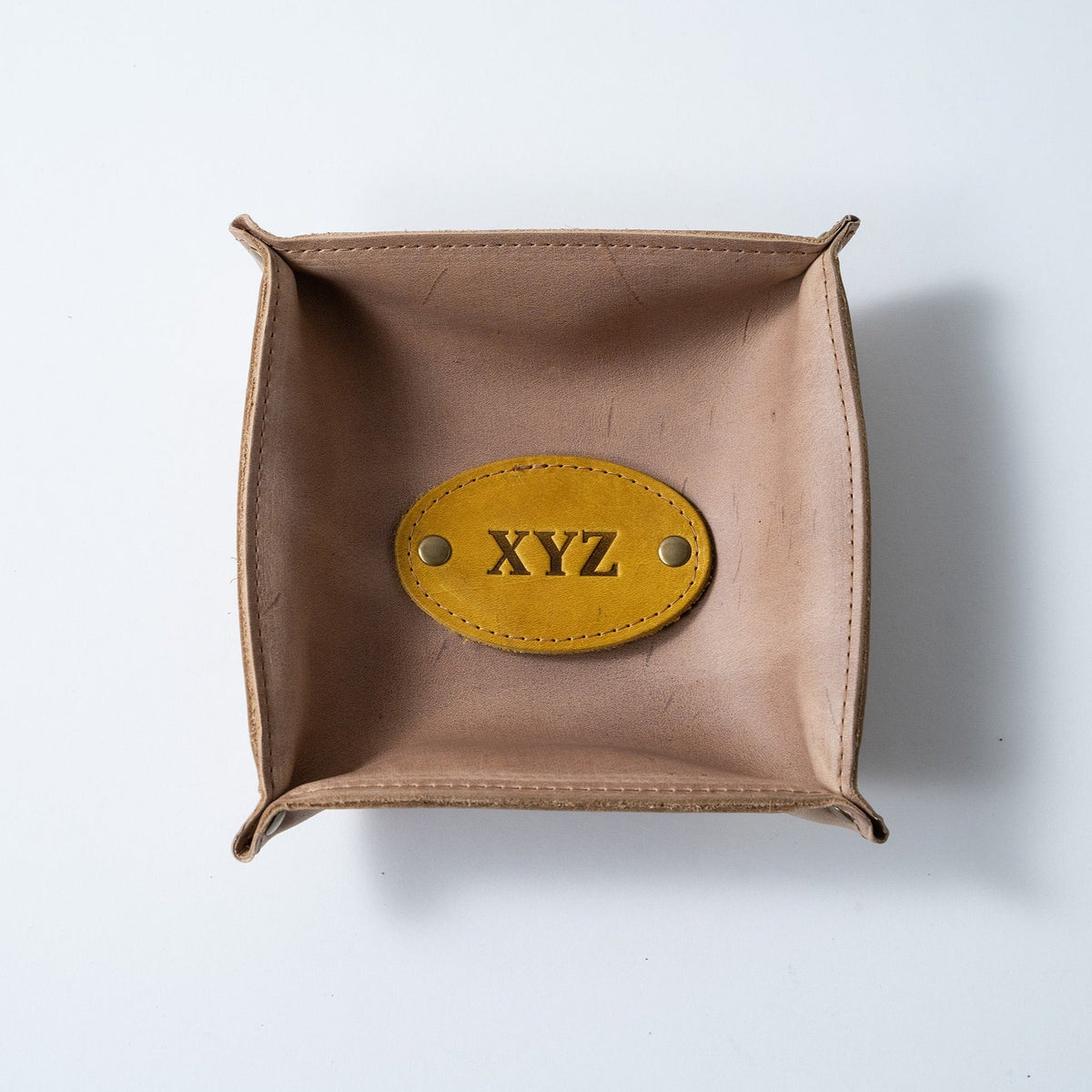 The Monticello Fine Leather Personalized Desk Valet Caddy Tray for Dresser or Office Gift - Holtz Leather