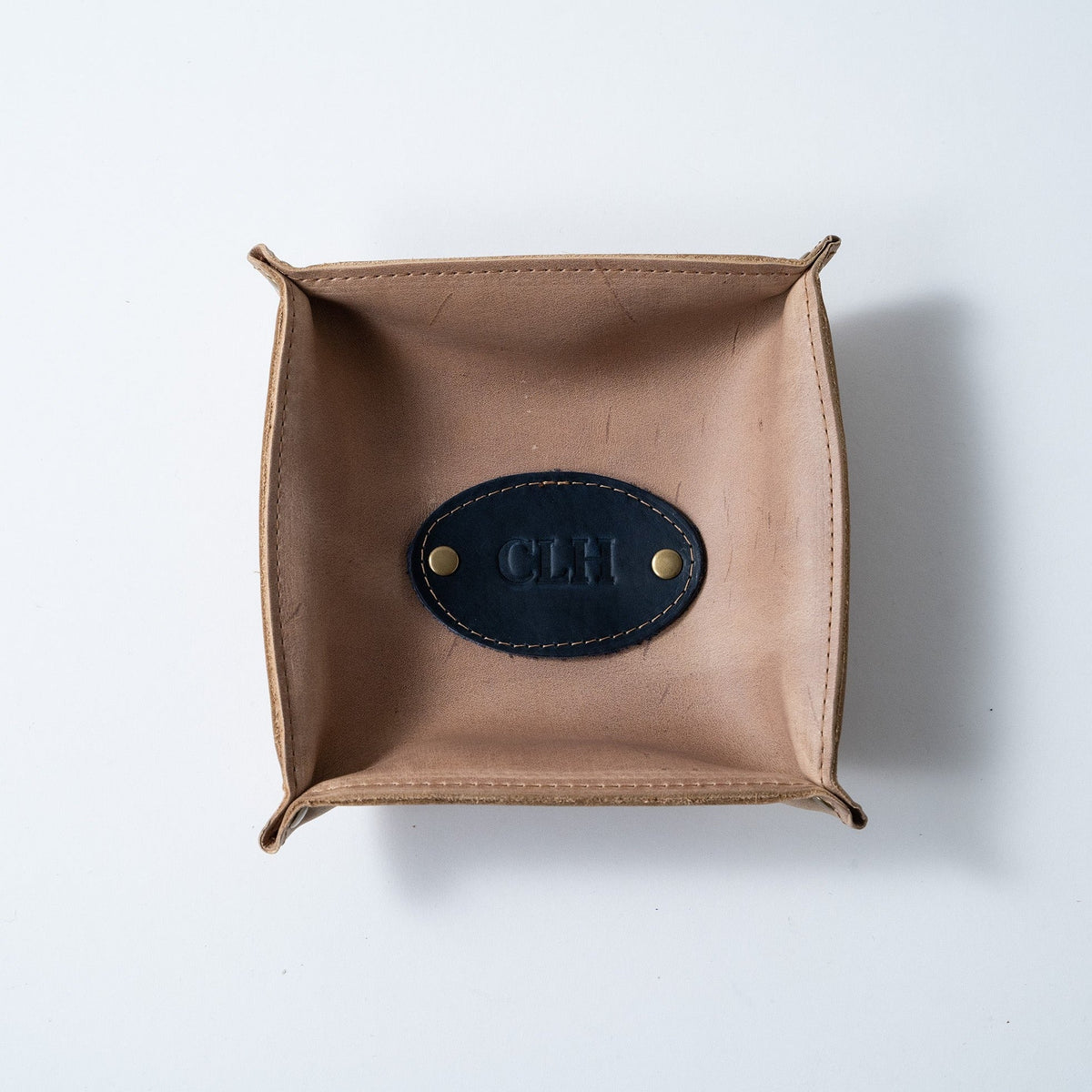 The Monticello Fine Leather Personalized Desk Valet Caddy Tray for Dresser or Office Gift - Holtz Leather